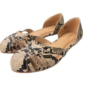 Torrid Vegan Snakeskin D'orsay Cut-Out Flats Size 10 W Slip-On Shoes Sandals NEW